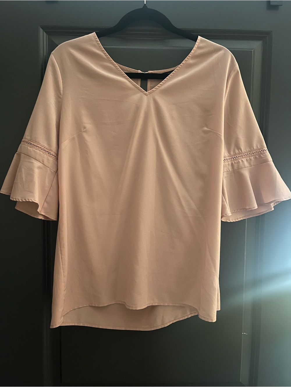 Banana Republic Blush Pink V-Neck Ruffle Sleeve Blouse